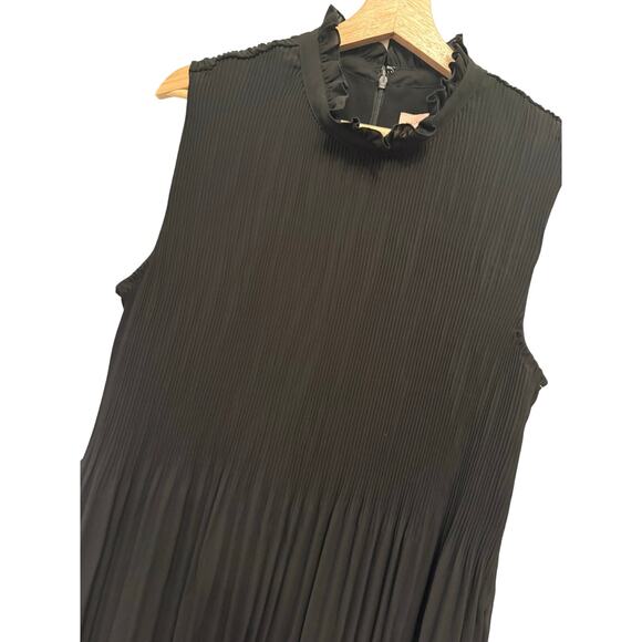 Black Label by Chico’s Size 16‎ Black Sleeveless Pleated Midi Dress Mock Neck - Picture 3 of 4